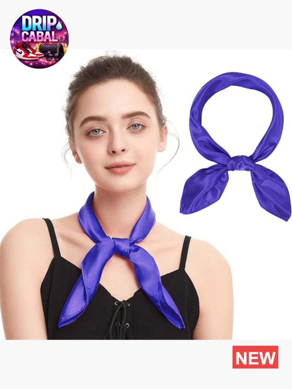 Square Silk Satin Chiffon Hair Scarf for Women Multi Functional Wrap